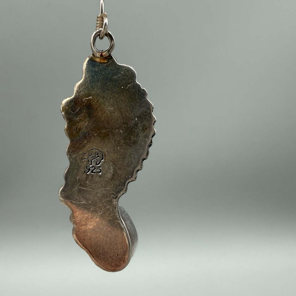 Running Bear Turquoise Dangle Feather Earrings - image 6